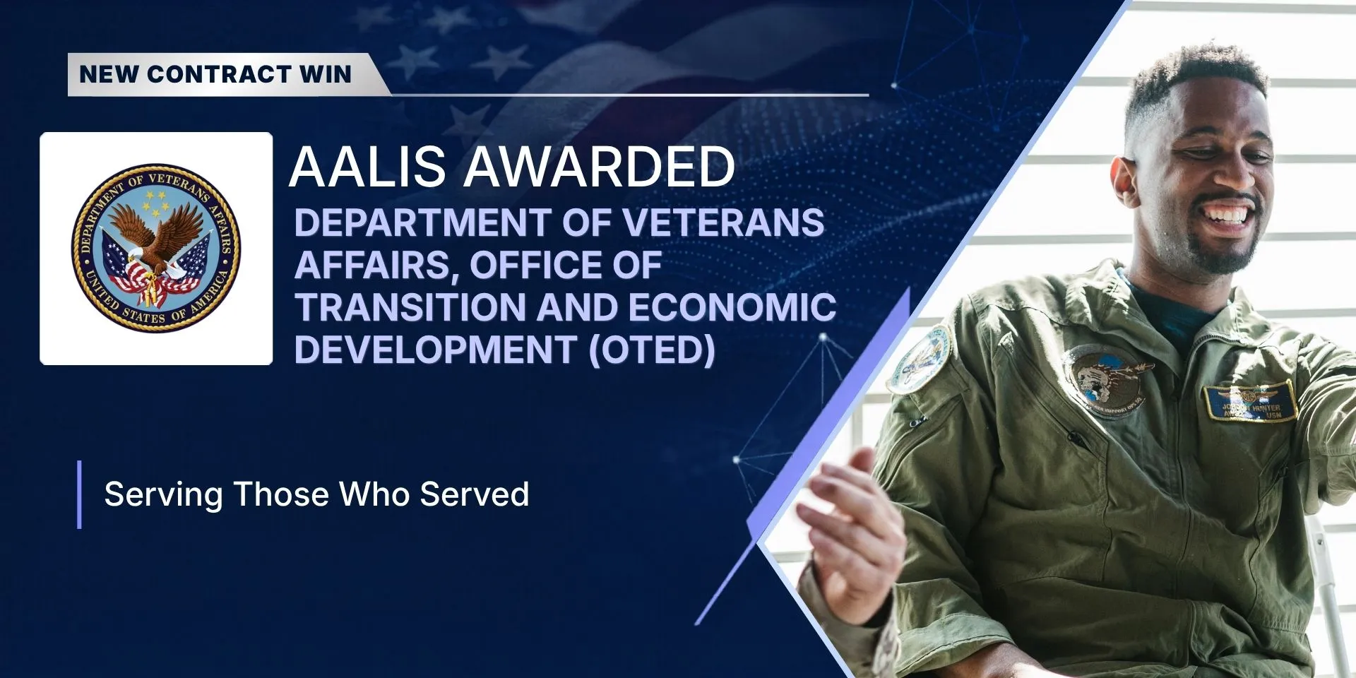 Aalis awarded the Department of Veterans Affairs OTED subcontract